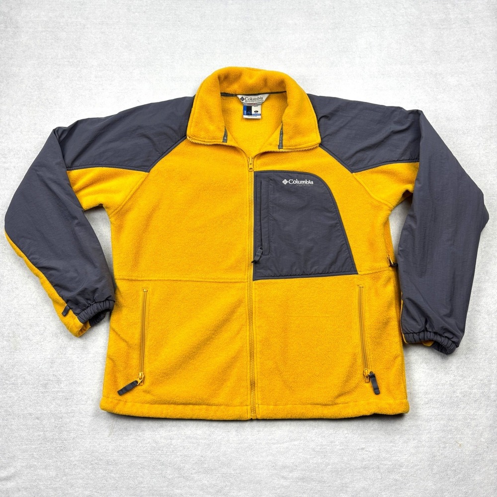 Vintage Columbia Vertex Fleece Jacket Mens Large Yellow Gray Interchange WM6192